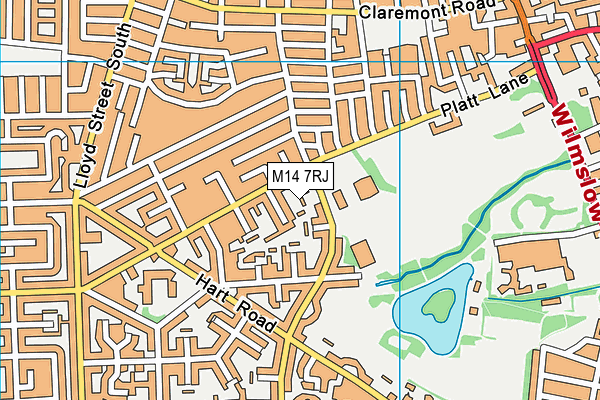 M14 7RJ map - OS VectorMap District (Ordnance Survey)