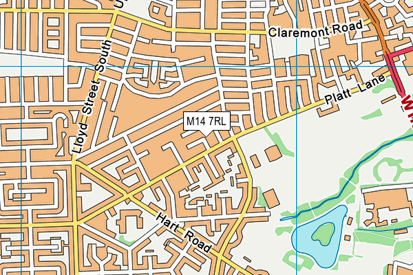 M14 7RL map - OS VectorMap District (Ordnance Survey)