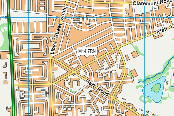 M14 7RN map - OS VectorMap District (Ordnance Survey)