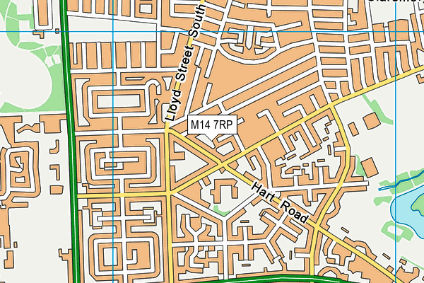 M14 7RP map - OS VectorMap District (Ordnance Survey)