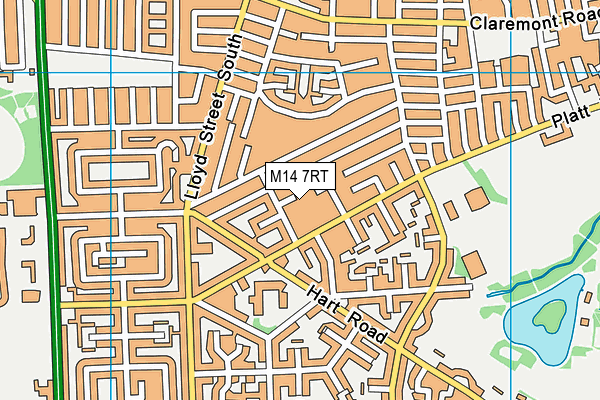 M14 7RT map - OS VectorMap District (Ordnance Survey)