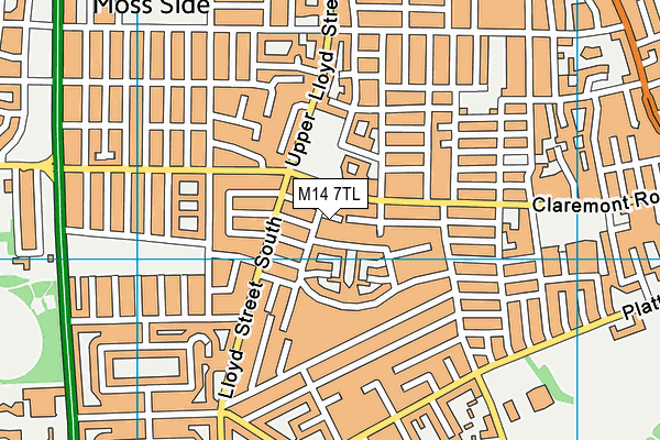 M14 7TL map - OS VectorMap District (Ordnance Survey)