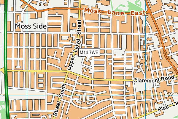 M14 7WE map - OS VectorMap District (Ordnance Survey)