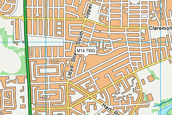 M14 7WG map - OS VectorMap District (Ordnance Survey)