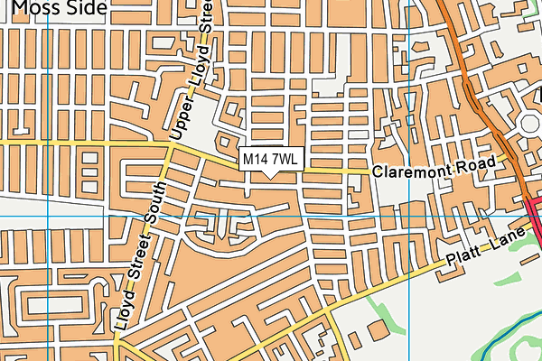 M14 7WL map - OS VectorMap District (Ordnance Survey)