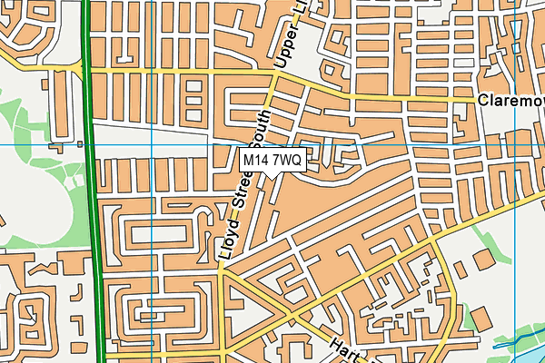 M14 7WQ map - OS VectorMap District (Ordnance Survey)