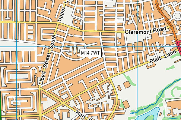 M14 7WT map - OS VectorMap District (Ordnance Survey)