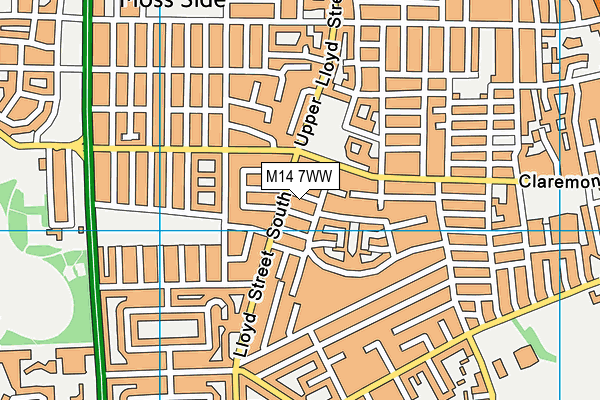M14 7WW map - OS VectorMap District (Ordnance Survey)