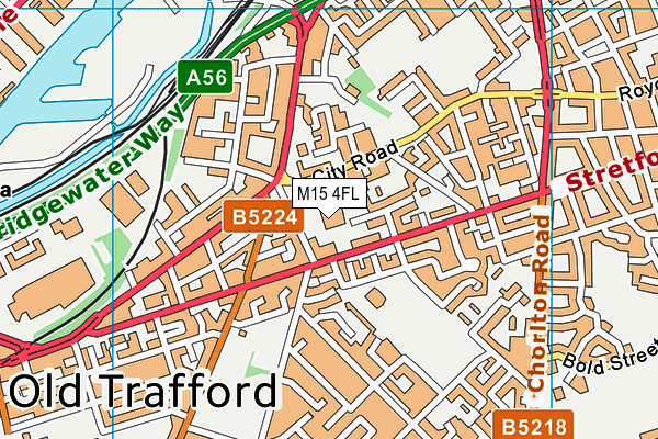 Old Trafford Community Academy map (M15 4FL) - OS VectorMap District (Ordnance Survey)