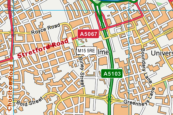 M15 5RE map - OS VectorMap District (Ordnance Survey)