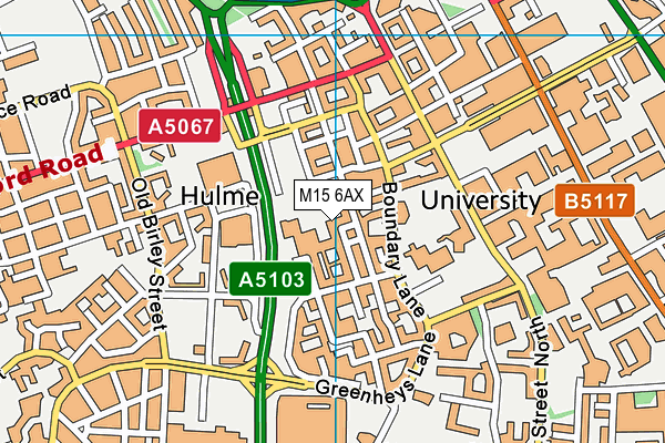 M15 6AX map - OS VectorMap District (Ordnance Survey)