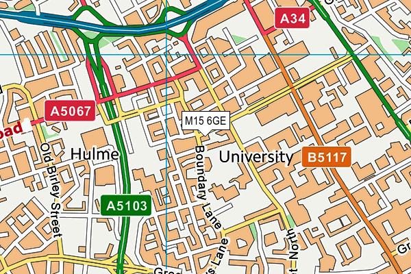 M15 6GE map - OS VectorMap District (Ordnance Survey)