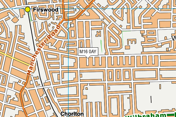 M16 0AY map - OS VectorMap District (Ordnance Survey)