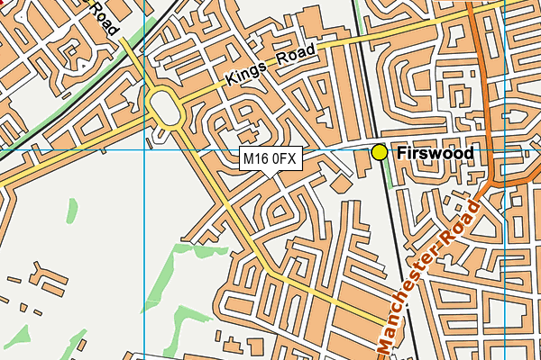 M16 0FX map - OS VectorMap District (Ordnance Survey)