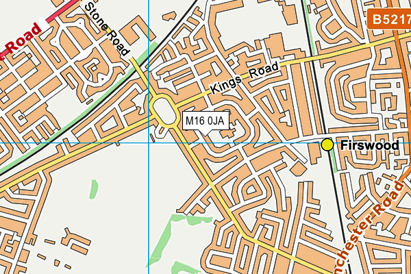 M16 0JA map - OS VectorMap District (Ordnance Survey)