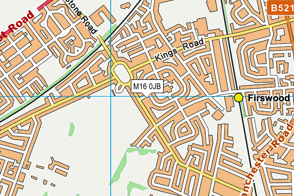 M16 0JB map - OS VectorMap District (Ordnance Survey)