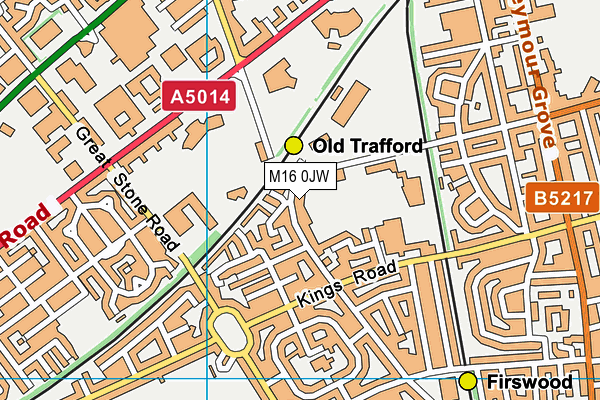 M16 0JW map - OS VectorMap District (Ordnance Survey)