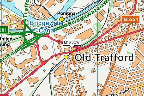 M16 0QW map - OS VectorMap District (Ordnance Survey)