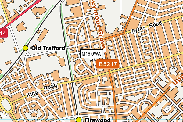 M16 0WA map - OS VectorMap District (Ordnance Survey)