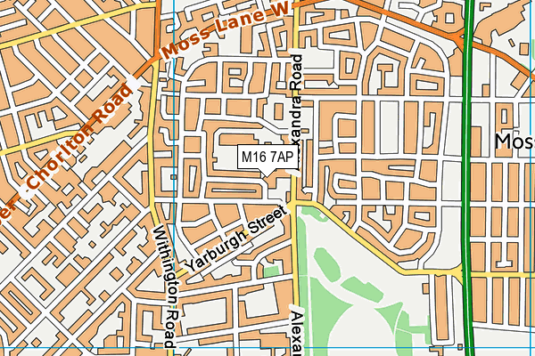 M16 7AP map - OS VectorMap District (Ordnance Survey)