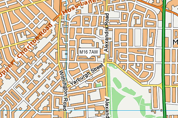 M16 7AW map - OS VectorMap District (Ordnance Survey)