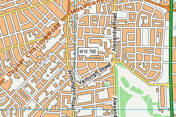 M16 7BE map - OS VectorMap District (Ordnance Survey)