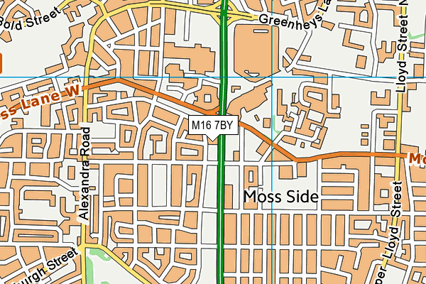 M16 7BY map - OS VectorMap District (Ordnance Survey)