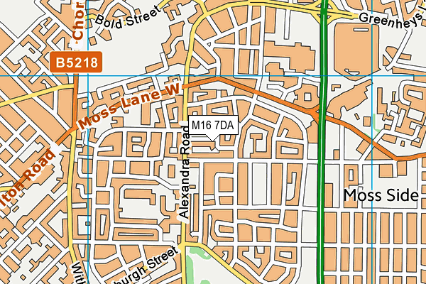 M16 7DA map - OS VectorMap District (Ordnance Survey)