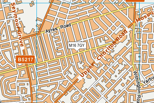 M16 7GY map - OS VectorMap District (Ordnance Survey)