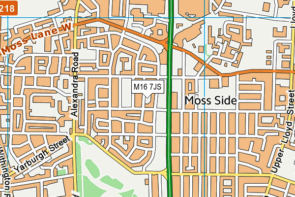 M16 7JS map - OS VectorMap District (Ordnance Survey)