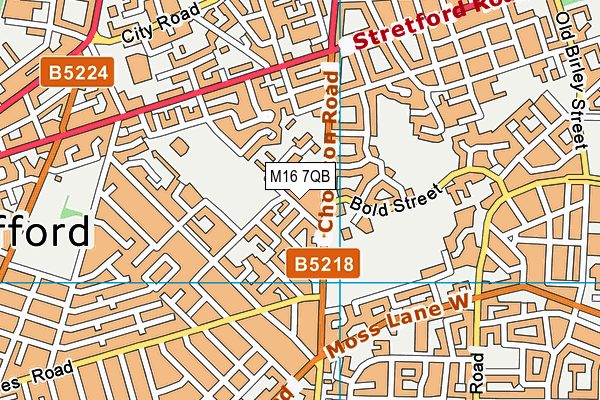 M16 7QB map - OS VectorMap District (Ordnance Survey)