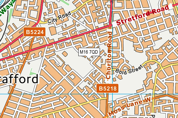 M16 7QD map - OS VectorMap District (Ordnance Survey)