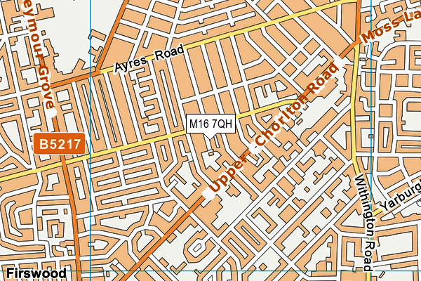 M16 7QH map - OS VectorMap District (Ordnance Survey)