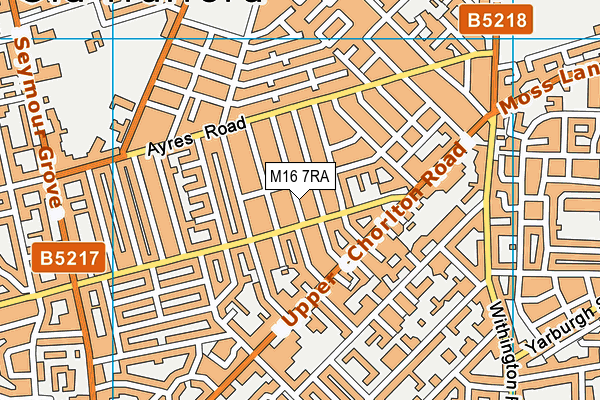 M16 7RA map - OS VectorMap District (Ordnance Survey)