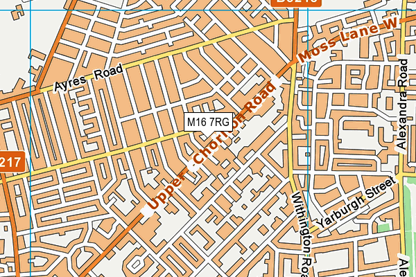 M16 7RG map - OS VectorMap District (Ordnance Survey)