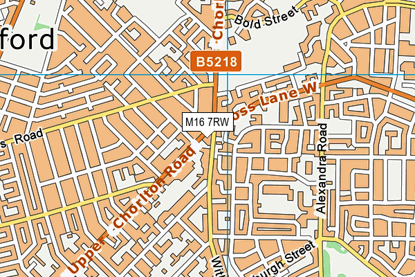 M16 7RW map - OS VectorMap District (Ordnance Survey)