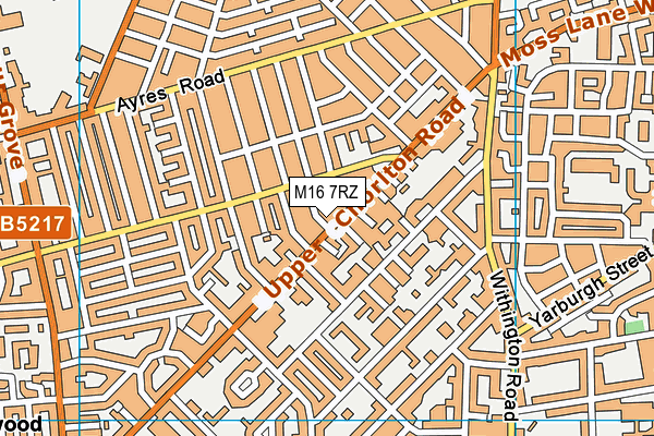 M16 7RZ map - OS VectorMap District (Ordnance Survey)