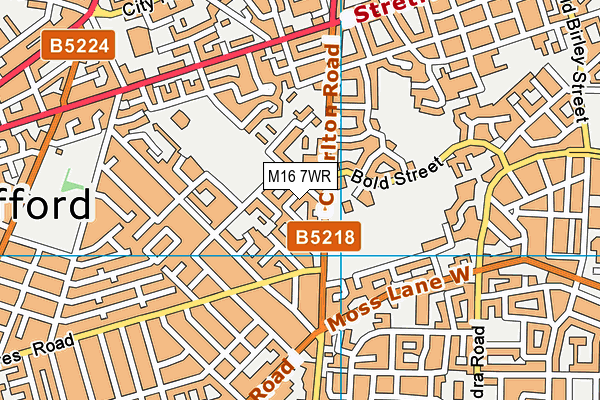 M16 7WR map - OS VectorMap District (Ordnance Survey)