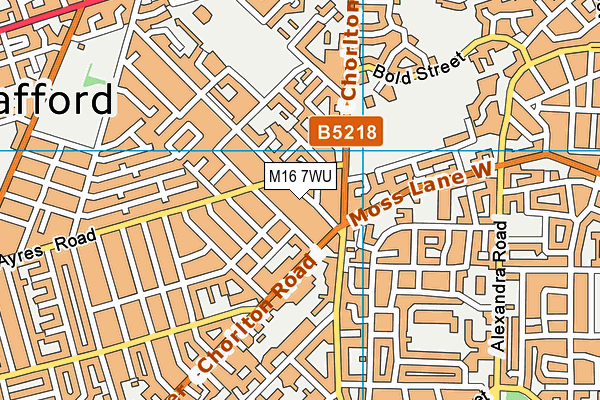 M16 7WU map - OS VectorMap District (Ordnance Survey)