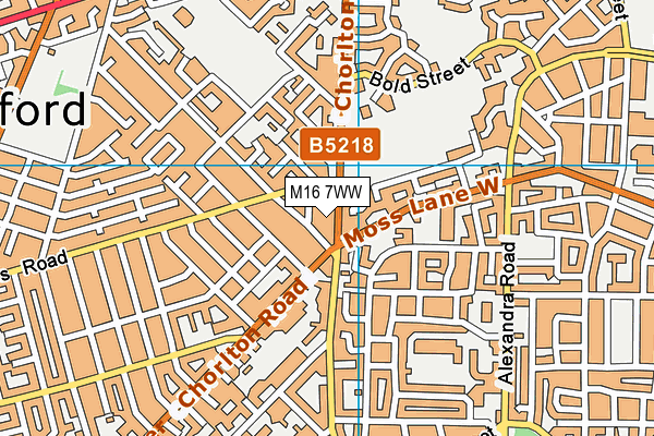 M16 7WW map - OS VectorMap District (Ordnance Survey)