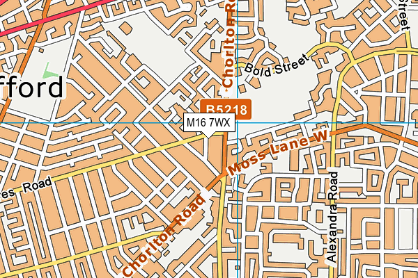M16 7WX map - OS VectorMap District (Ordnance Survey)