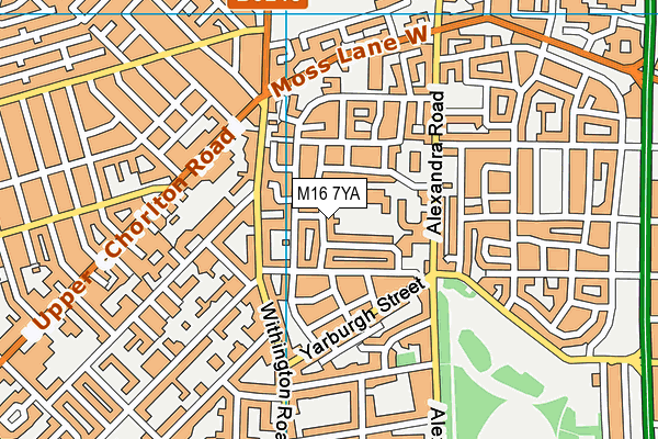 M16 7YA map - OS VectorMap District (Ordnance Survey)