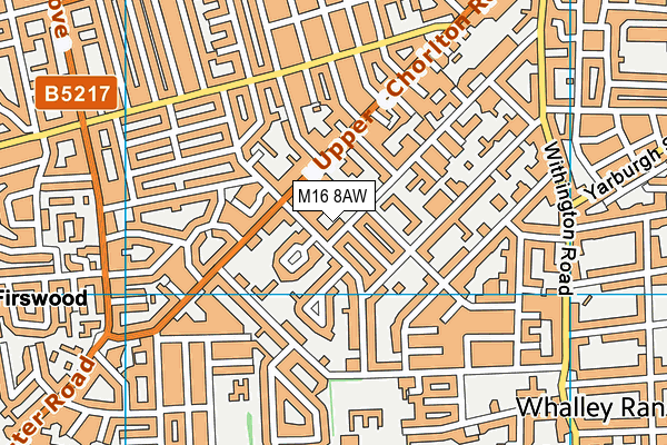 M16 8AW map - OS VectorMap District (Ordnance Survey)
