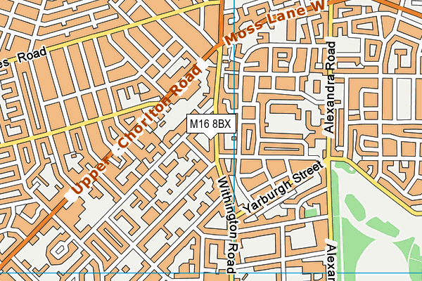 M16 8BX map - OS VectorMap District (Ordnance Survey)