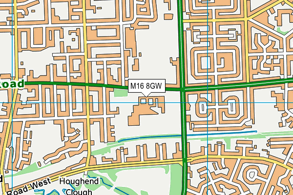 Whalley Range High School map (M16 8GW) - OS VectorMap District (Ordnance Survey)