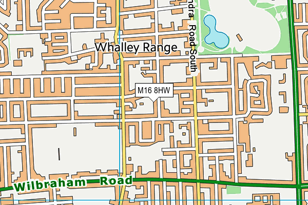 M16 8HW map - OS VectorMap District (Ordnance Survey)