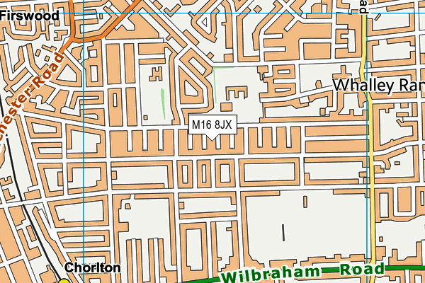 M16 8JX map - OS VectorMap District (Ordnance Survey)