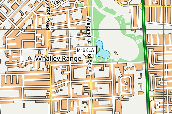 M16 8LW map - OS VectorMap District (Ordnance Survey)