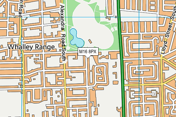 M16 8PX map - OS VectorMap District (Ordnance Survey)