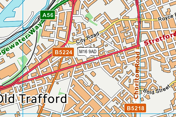 M16 9AD map - OS VectorMap District (Ordnance Survey)